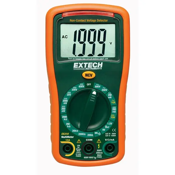 Produktfoto 1 von Extech EX310 EX300 Digital LED Multimeter Echteffektivwert, Negativ, Dauer 600 V ac / 10 A ac 10 A, 40 mΩ
