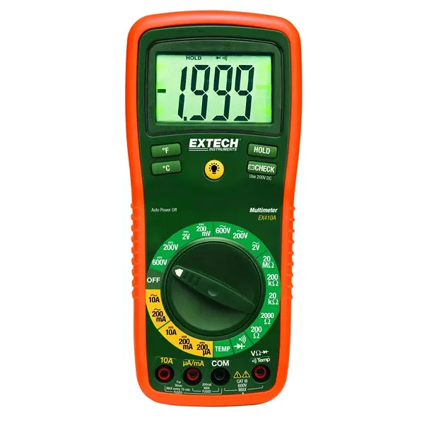 Produktfoto 1 von Extech EX410A Digital LCD-Hintergrundbeleuchtung Multimeter 600 V ac / 10 A 10 A, 20 mΩ