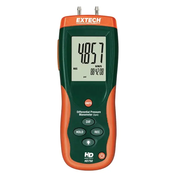 Produktfoto 1 von Extech HD750 Differenzial Druckmessgerät 2 ±0.3 %, 0.5 psi → 5 psi
