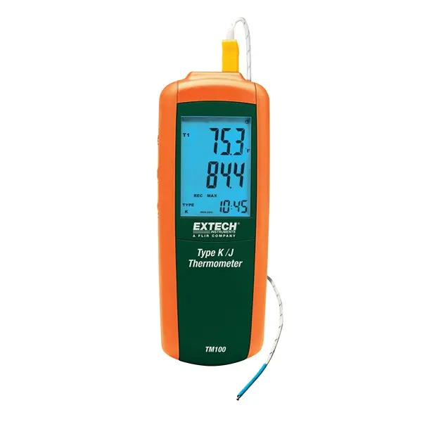 Produktfoto 1 von Extech Digital Thermometer, TM100, Tragbar, 1 bis 1372 °C ±0.15 % max, Messelement Typ Typ J, K