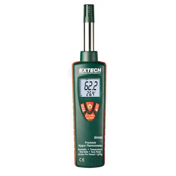 Produktfoto 1 von Extech RH490 Thermo-Hygrometer, Typ Thermo-Hygrometer ±2 %RH, absolut 100 °C / 100 %RH, ±1.8 °F