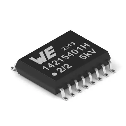 Wurth Elektronik Digital-Isolator, 4-Kanal 150 Mbit/s, 5 kV 2.375V, 5.5 V, SOIC 5.5 V 20 μA 16