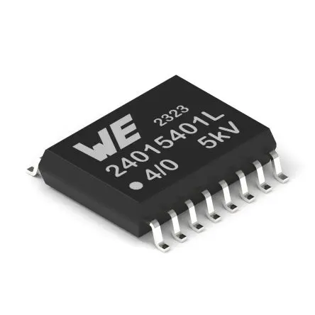 Produktfoto 1 von Wurth Elektronik Digital-Isolator, 4-Kanal 100 Mbit/s, 5 kV 3.15V, 5.5 V, SOIC 5.5 V 20 μA 16