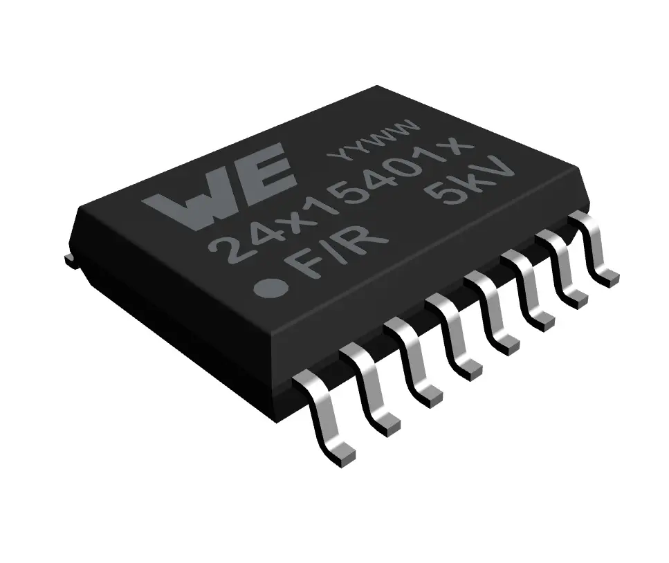Produktfoto 1 von Wurth Elektronik Digital-Isolator, 4-Kanal 100 Mbps, 5 kV 3.15 to 5.5 V, SOIC 5.5 V 20 μA 16
