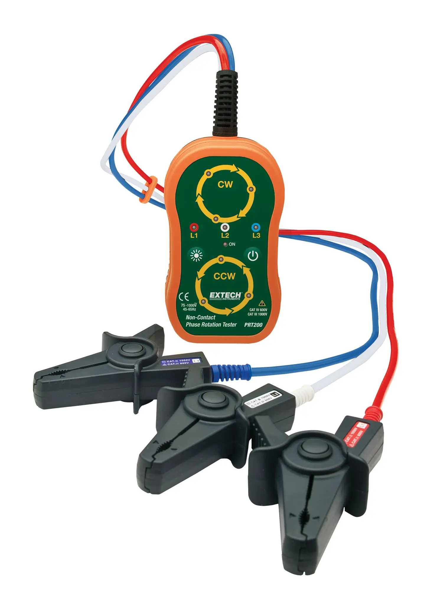 Produktfoto 1 von Extech PRT200, LED Drehfeldrichtungsanzeiger 45 Hz, 1000V ac mit Krokodilklemme