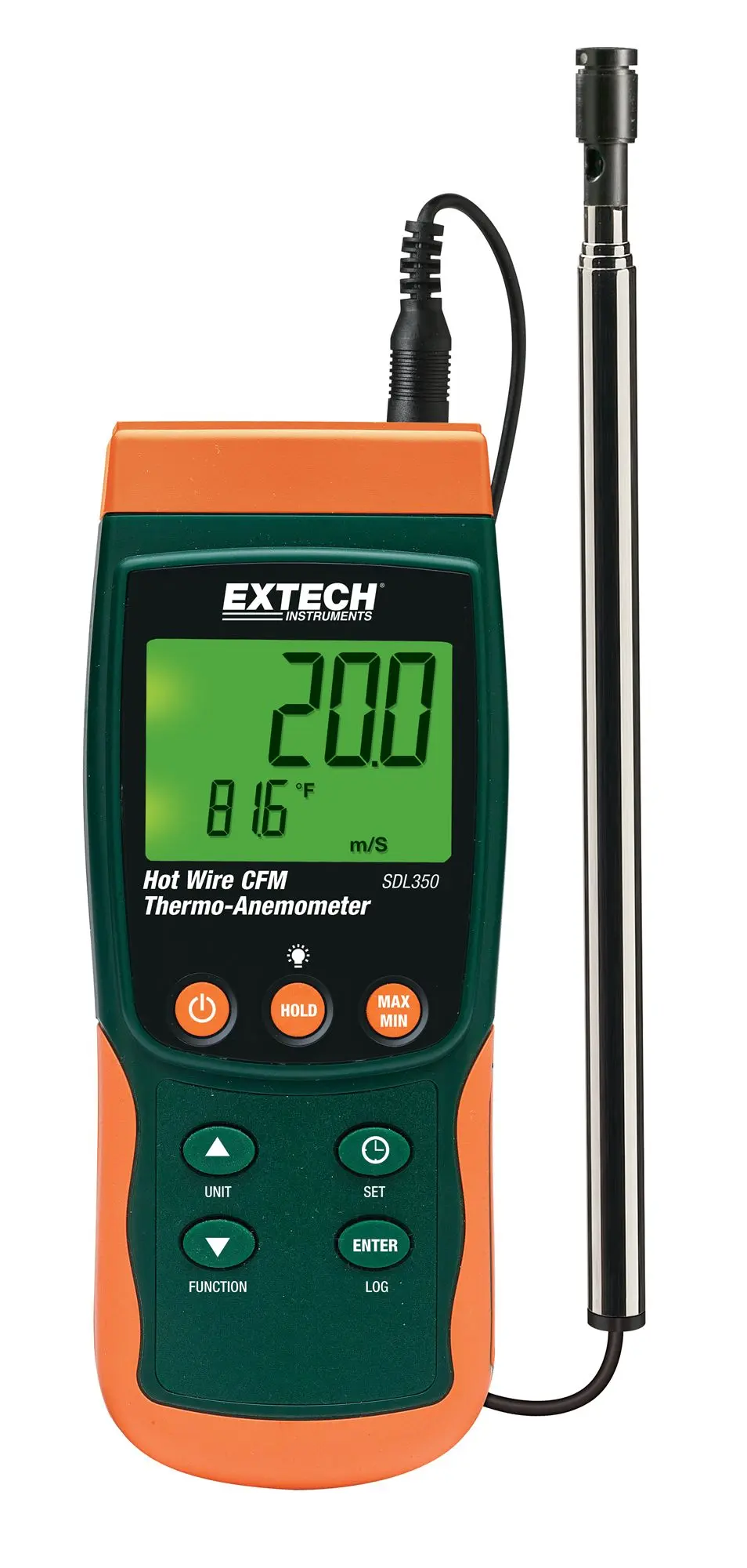 Produktfoto 1 von Extech SDL350 Anemometer 25 m/s, 0.01 m/s, Luftgeschwindigkeit, Typ Flügelrad