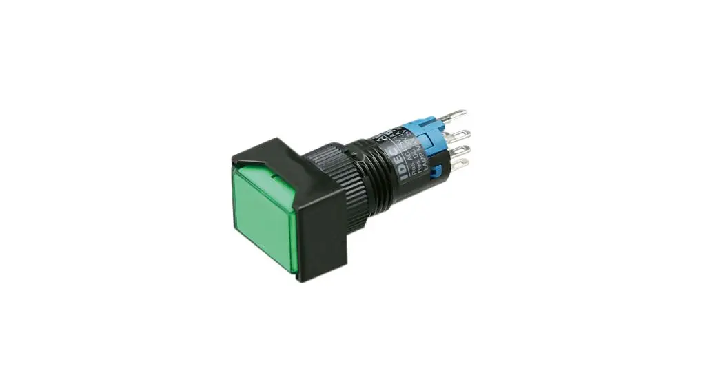 Produktfoto 1 von Idec AL6H Druckschalter Grün Beleuchtet Tastend Panel Ø 16.2 mm, 2 Wechsler / 1 A 24 V dc 220 V ac, IP65
