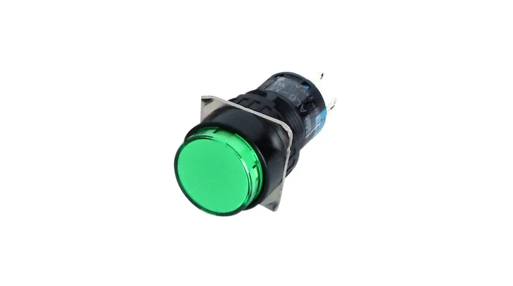 Produktfoto 1 von Idec AL6M Druckschalter Grün Beleuchtet Tastend Panel Ø 16.2 mm, 2 Wechsler / 1 A 24 V dc 220 V ac, IP65