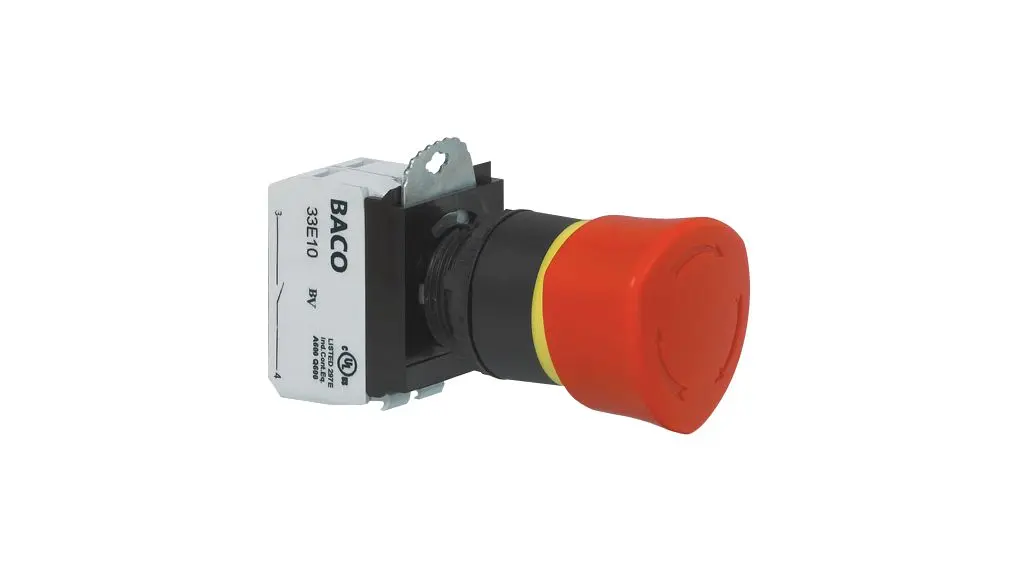 Produktfoto 1 von BACO L22ER Not-Aus-Drucktaster Rot Tastend Panel Ø 22 mm, 2 Öffner 240 V ac, IP66