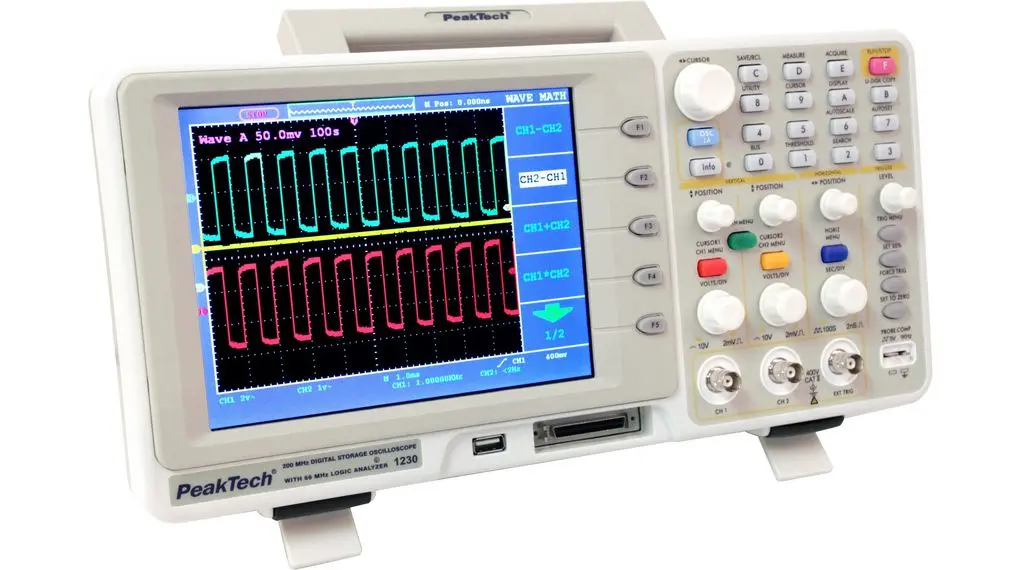 PeakTech P12 P1230 Speicher Tisch Oszilloskop / 16 Digital 200MHz