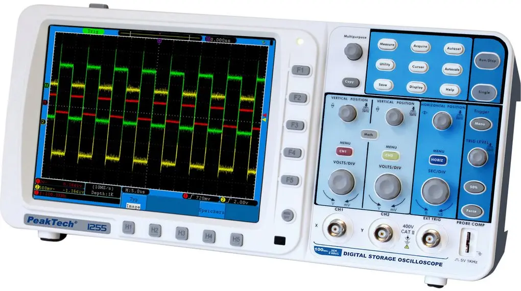 Produktfoto 1 von PeakTech P12 P1255 Speicher Tisch Oszilloskop / 2 Digital 100MHz