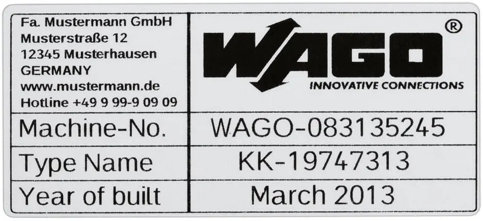 Produktfoto 1 von WAGO Etikett B. 99 mm 500 Per Roll auf Silber 99 mm Schwarz Polyester