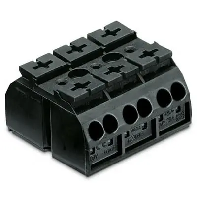 Produktfoto 1 von WAGO 862 Kupfer Nylon 6.6 Anschluss 32A Schwarz 4-polig Einsteck-Anschluss, Raster 12 mm 12AWG, 20 AWG