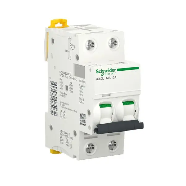 Produktfoto 1 von Schneider Electric A9F Miniaturüberlastschalter Typ AC, Pol 2-polig 10 A 440 V ac, Abschaltvermögen 40 kA Acti9