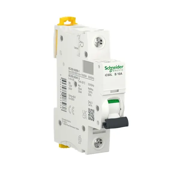 Produktfoto 1 von Schneider Electric A9F Miniaturüberlastschalter Typ B, Pol 1-polig 10 A 230 V ac, Abschaltvermögen 70 kA Acti9 72 V dc