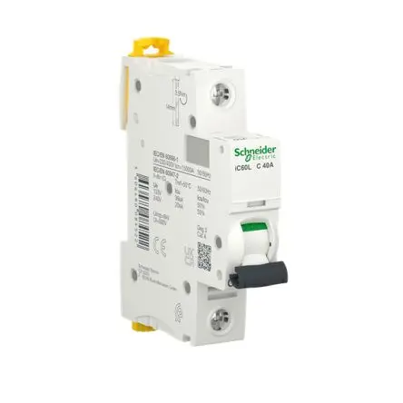 Produktfoto 1 von Schneider Electric Acti9 iC60 Miniaturüberlastschalter Typ C, Pol 1-polig 40A 230V ac, Abschaltvermögen 20 kA Acti9 72 V