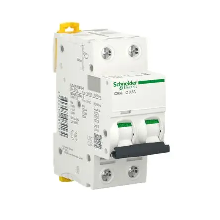 Produktfoto 1 von Schneider Electric Acti9 iC60 Miniaturüberlastschalter Typ C, Pol 2-polig 0.5A 415V ac, Abschaltvermögen 15 kA Acti9 125