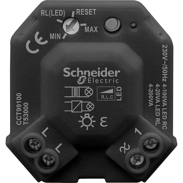 Produktfoto 1 von Schneider Electric CCT Beleuchtungsdimmer Lichtschalter 1-teilig Schwarz IP20