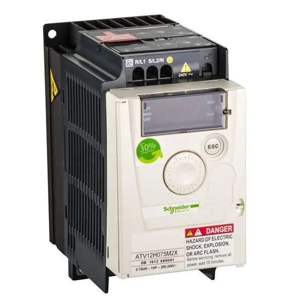 Produktfoto 1 von Schneider Electric Altivar 12 1-Phasen Drehzahlgeregelter Antrieb 0,75 kW 240 V / 4,2 A für ATV12-Reihe