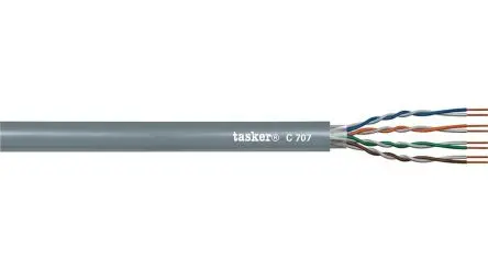 Produktfoto 1 von Tasker C707 Cat5e Ethernet-Kabel, Grau, A RJ45, Gerade Stecker, B Nicht abgeschlossen, Polyvinylchlorid
