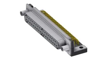 Deltron Connectors DTS D-Sub-Steckverbinder gewinkelt, 37-polig 2.77 mm Raster, Leiterplattenmontage Buchse, mit