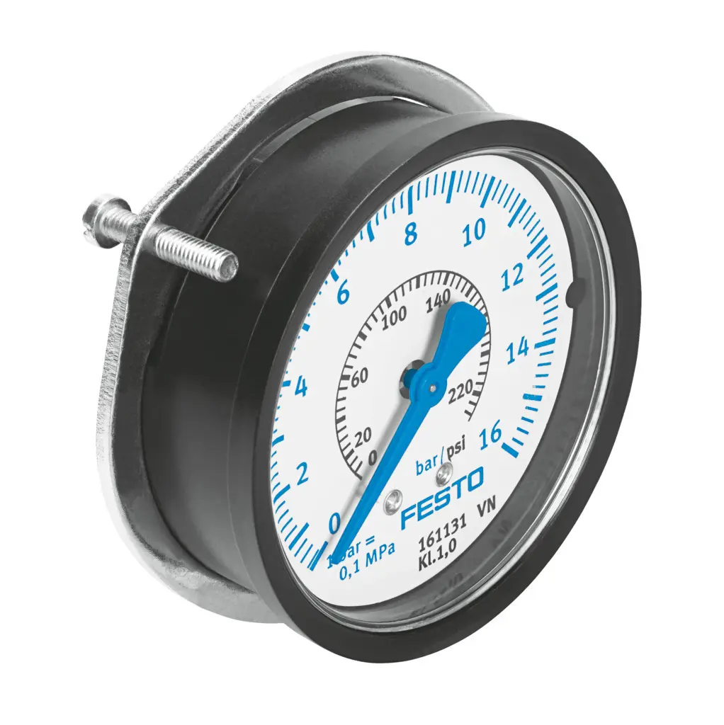 Produktfoto 1 von Festo Flansch FMAP-63-16-1/4-EN Manometer 63 mm 0 bar → 16 bar 1.6 %FS ABS Gehäuse G 1/4