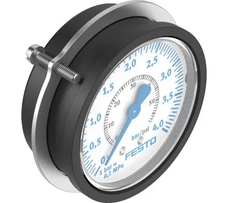 Produktfoto 1 von Festo FMAP-63-4-1/4-EN Manometer 63 mm 0 bar → 4 bar 1.6 %FS ABS Gehäuse G 1/4