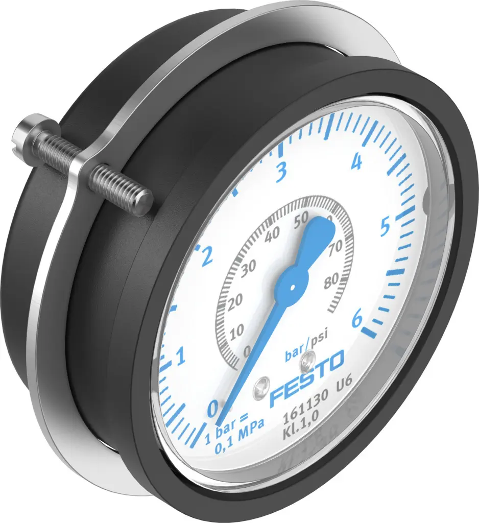 Produktfoto 1 von Festo Pneumatisch FMAP-63-6-1/4-EN Manometer 63 mm 0 bar → 6 bar 1.6 %FS ABS Gehäuse G 1/4