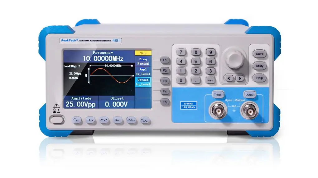 Produktfoto 1 von PeakTech P4121 Arbiträr-Funktionsgenerator mit TFT-LCD 10 MHz 1, RS232, USB, USB-Gerät
