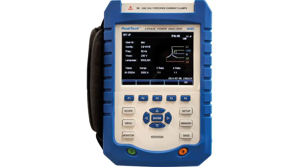 Produktfoto 1 von PeakTech P4145, 3-Phasen Netzqualitätsanalysator 20000kW / 5kA