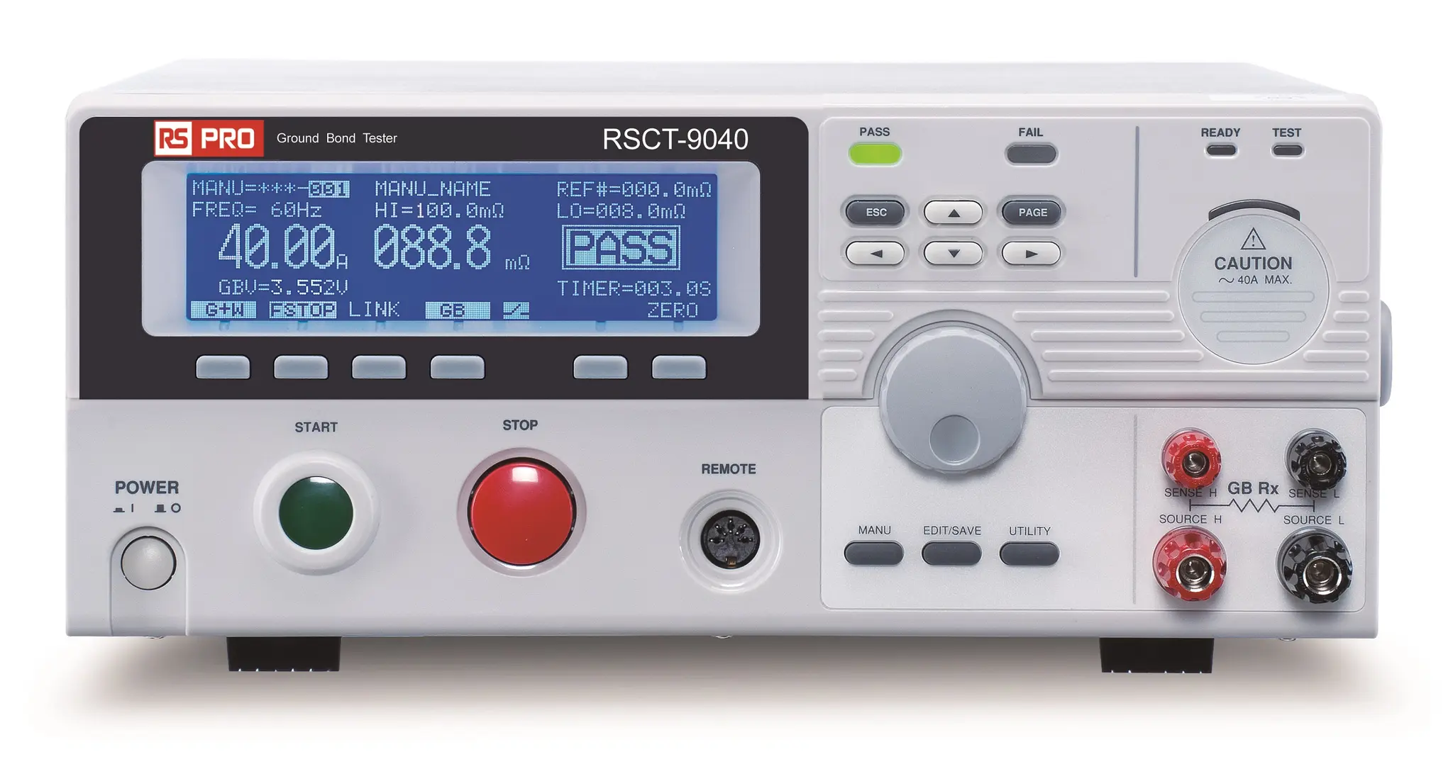 Produktfoto 1 von RS PRO RSCT-9040 LCD - Punktmatrix Erdungsprüfgerät, ISO-kalibriert