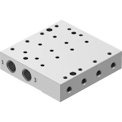 Produktfoto 1 von Festo Serie VABM 8083543 Aluminiumlegierung Ventil-Verteilerplatte 4-Stationen Anschluss G, Metrisch