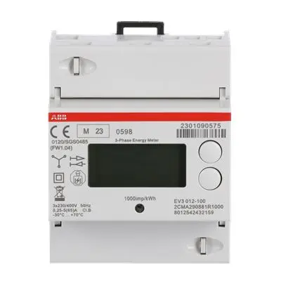 ABB EV3 Energiemessgerät LCD 90 mm x 70 mm Energiemessgerät, 7-stellig / 3-phasig