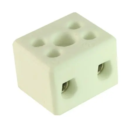 Produktfoto 1 von CAMDENBOSS CHTB Messing Porzellan Anschlussklemmenblock 41A Weiß 2-polig Schraubbefestigung, Raster 12.5 mm 2mm², 6 mm²