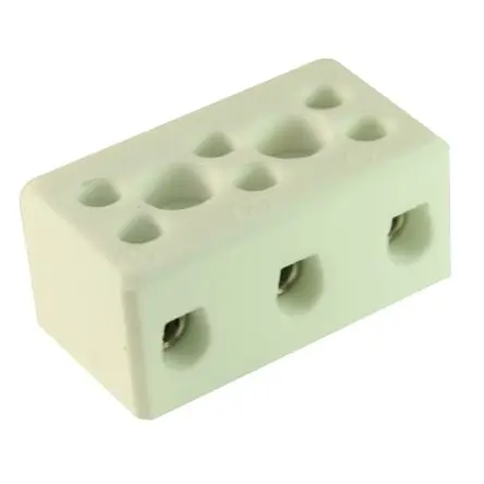 Produktfoto 1 von CAMDENBOSS CHTB Messing Porzellan Anschlussklemmenblock 41A 3-polig Schraubbefestigung, Raster 12.5 mm 2mm², 6 mm²