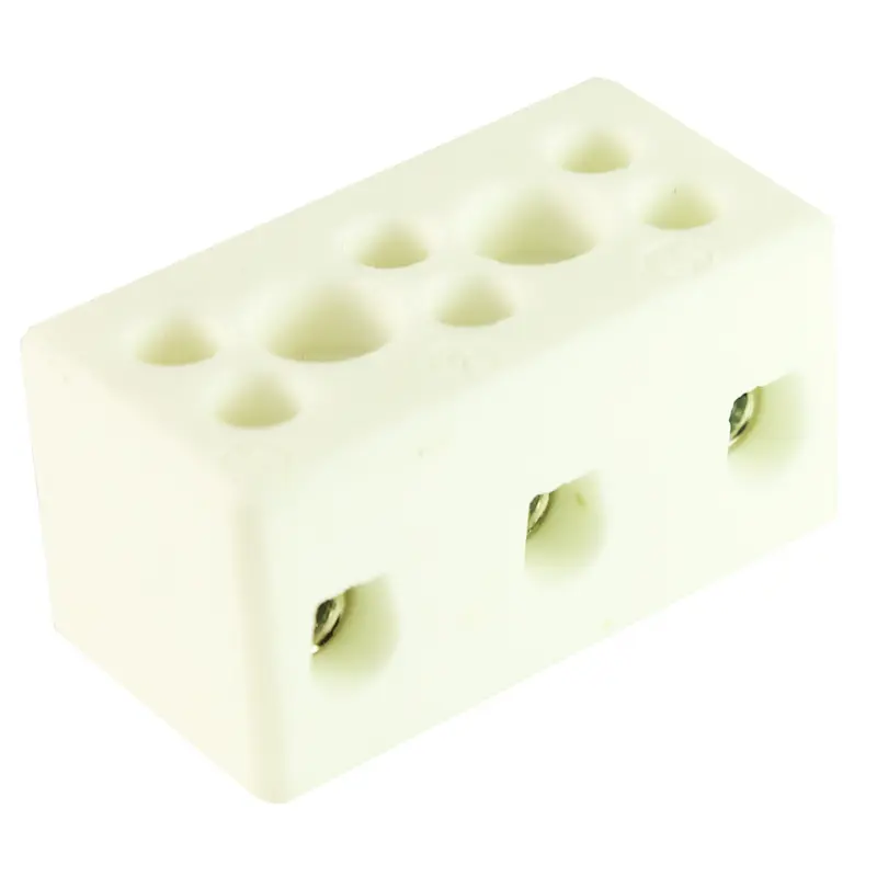 Produktfoto 1 von CAMDENBOSS CHTB Messing Porzellan Anschlussklemmenblock 32A 3-polig Schraubbefestigung, Raster 11.5 mm 4 to 2 mm²
