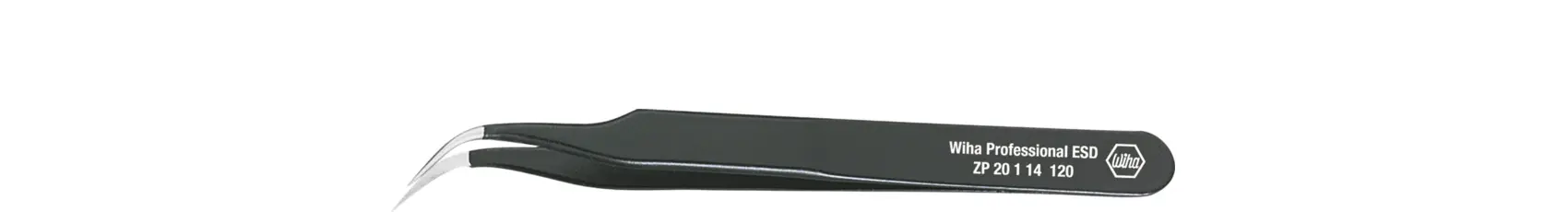 Produktfoto 1 von Wiha 32335 Pinzette, 120 mm Gebogen, Spitze Extrafein ESD-sicher