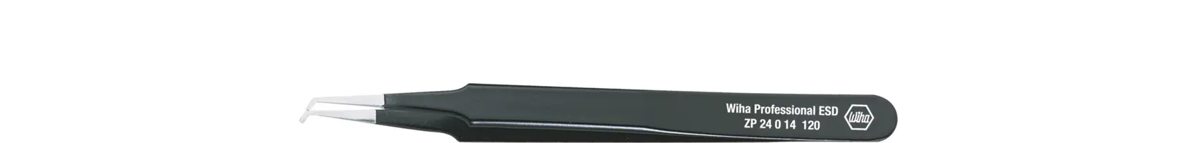 Produktfoto 1 von Wiha 32338 Pinzette, 120 mm Geknickt, Spitze Gebogen ESD-sicher