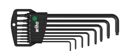 Produktfoto 1 von Wiha TORX®-Schlüsselsatz L Lang, CrV-Stahl 8, T9, T10, T15, T20, T25, T27, T30, T40