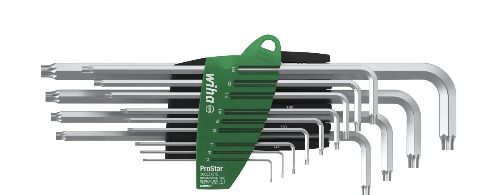 Wiha TORX®-Schlüsselsatz L Lang, CrV-Stahl 13, T5, T6, T7, T8, T9, T10, T15, T20, T25, T27, T30, T40, T45