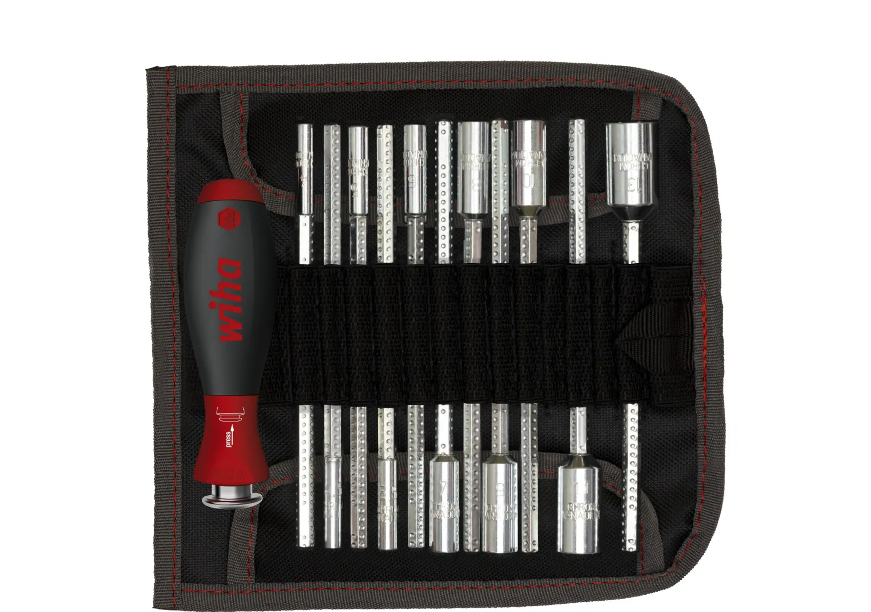 Produktfoto 1 von Wiha 4 to 13 mm Sechskant Steckschlüsselsatz, Länge 150 mm / Klinge 114 mm