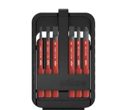 Produktfoto 1 von Wiha Geschlitzt, Pozidriv Elektrisch Elektrisches Bit-Set 2.5 to 6.5 mm, PZ1, PZ2, Länge 75mm, 6-teilig