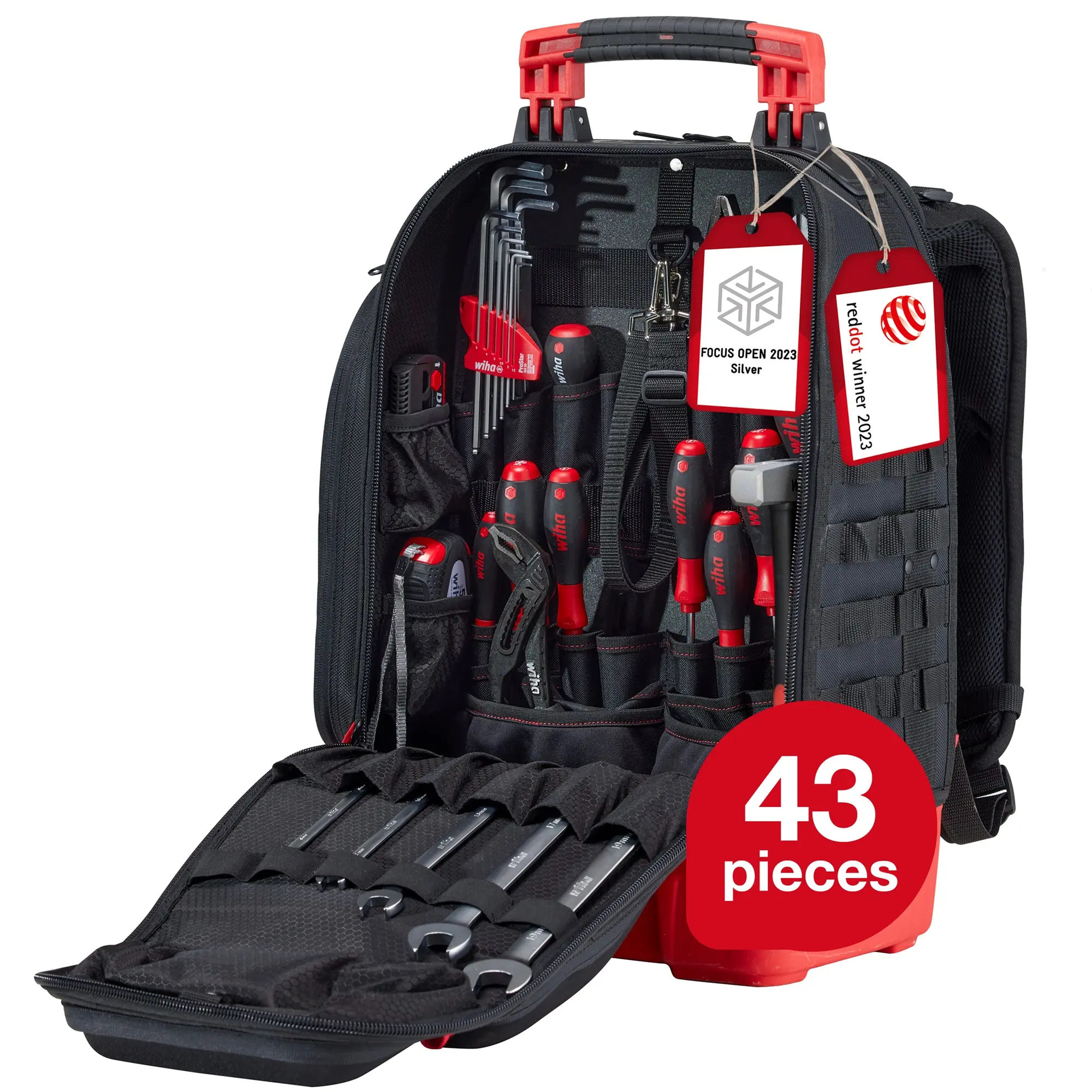 Produktfoto 1 von Wiha Werkzeugrucksack für Mechaniker Werkzeugsatz, Beutel 41-teilig