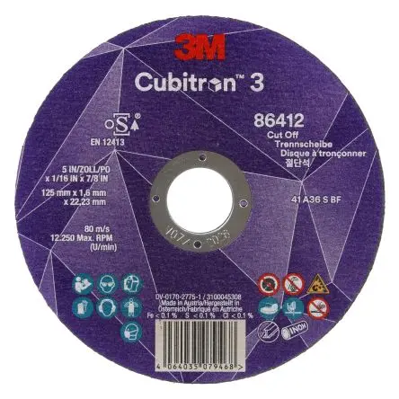Produktfoto 1 von 3M Cubitron 3 Keramik Ø 125 mm / Stärke 1.6 mm, Korngröße 36 25 pro Paket
