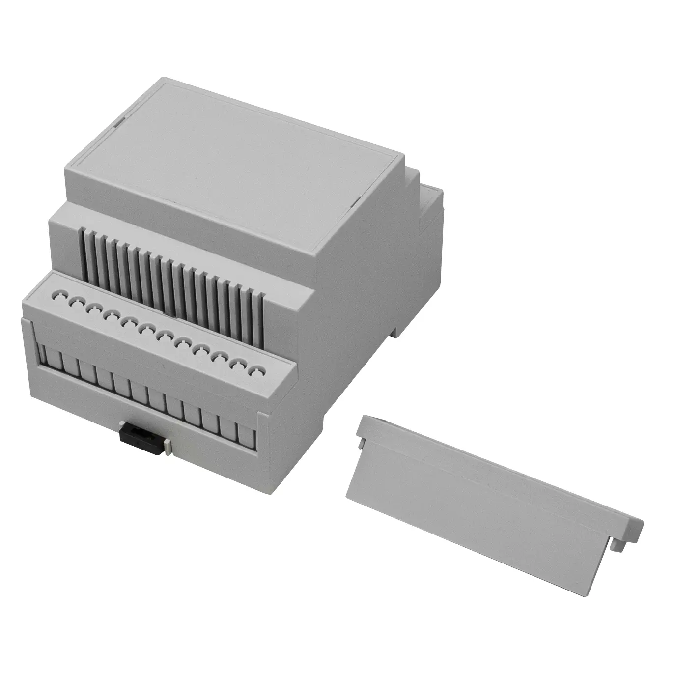 Produktfoto 1 von CAMDENBOSS Elektronikgehäuse, Geh.Mat. Polycarbonat 58 mm, Vertikaler Einschluss 71.2 mm, Hellgrau, DIN-Hutschiene 90