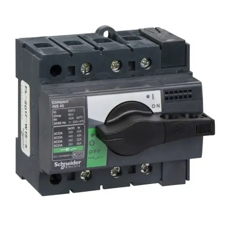 Produktfoto 1 von Schneider Electric ComPacT INS Trennschalter 3-polig Feststehend 22A 22 kW Schwarz IP40 3-phasig