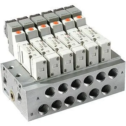Produktfoto 1 von SMC Serie SY3000 Verteiler Magnetventil mit 5 Anschlüssen 6-Stationen Anschluss G