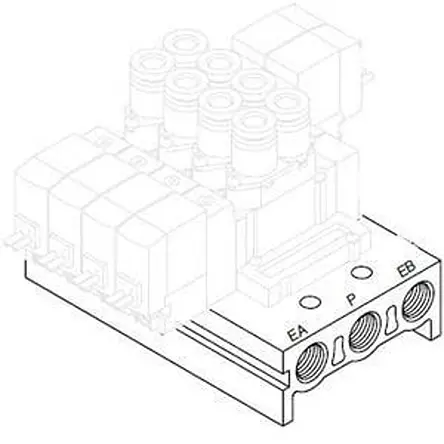 Produktfoto 1 von SMC Serie SS5Y5 Aluminium Verteiler 3-Stationen Anschluss BSPP