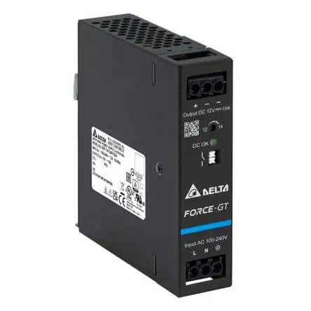 Produktfoto 1 von Delta Electronics DRF-120W DIN-Schienen Netzteil DIN-Hutschiene 254V ac AC / 10 A 12V dc DC 120 W