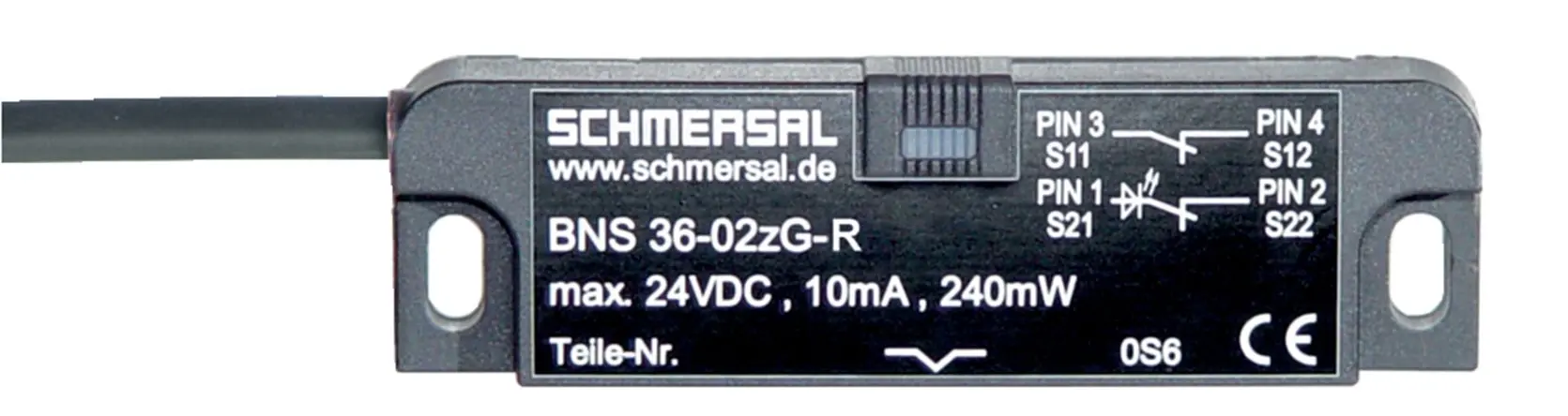 Produktfoto 1 von Schmersal BNS 36 Kabel Berührungsloser Sicherheitsschalter aus Glasfaserverstärkter Thermoplast, 2